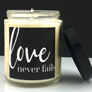 Love Never Fails Jar Candle