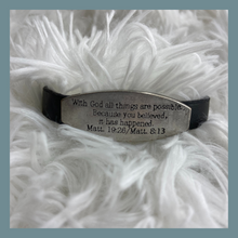 Load image into Gallery viewer, Bible Verse Leather Bracelet Black